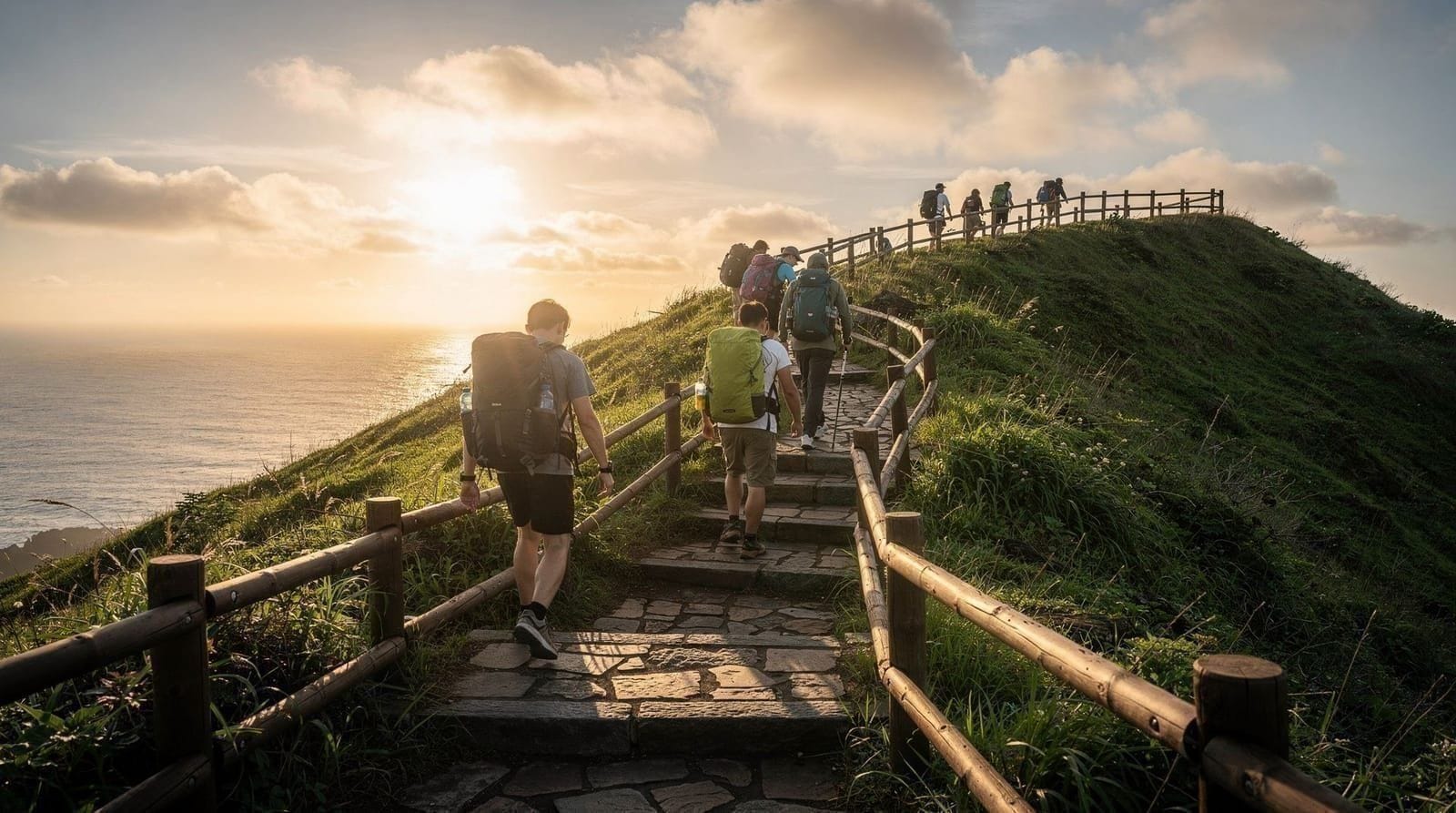 Hiking Seongsan Ilchulbong at Sunrise